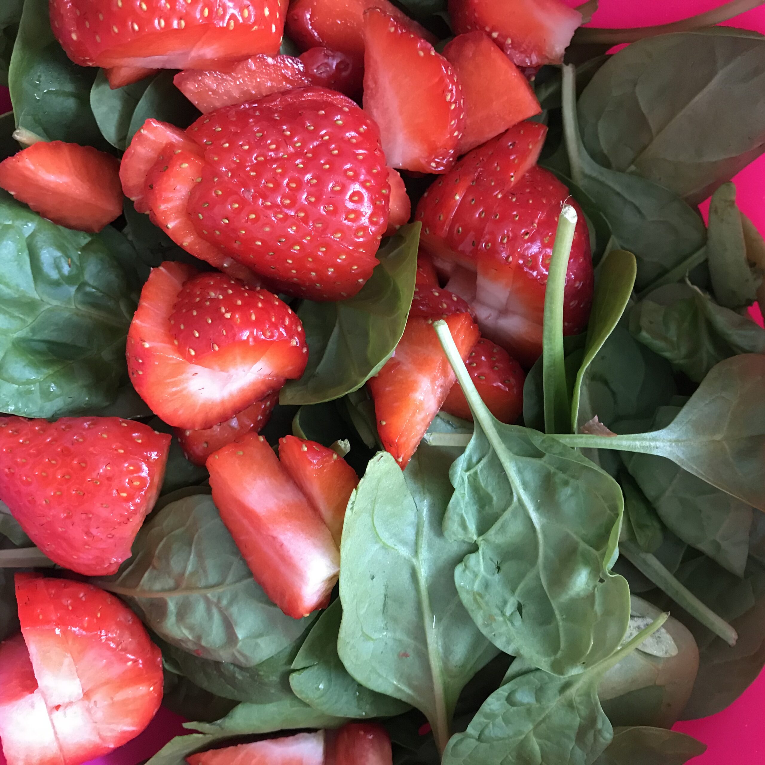 Erdbeeren und Spinat